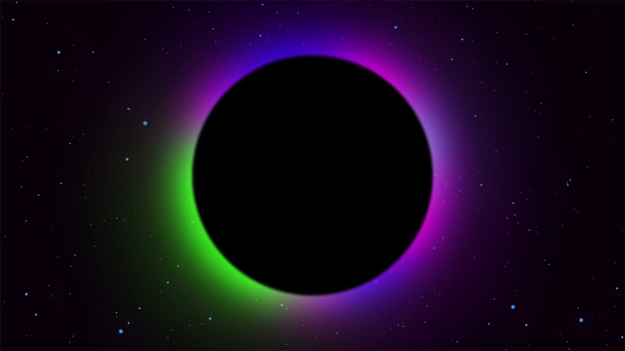 Black hole digital animation with flowing blue particles and glowing edges. Abstract background with copy space. Banner, poster for web, add. Spiral Galaxy, Deep Space Exploration. 4k seamless loop