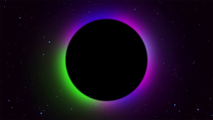 Black hole digital animation with flowing blue particles and glowing edges. Abstract background with copy space. Banner, poster for web, add. Spiral Galaxy, Deep Space Exploration. 4k seamless loop