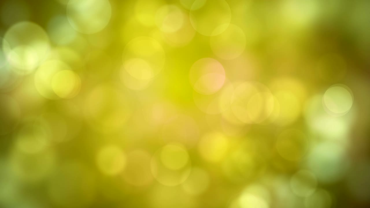 Bevægelige gule, guld, grønlige glitrende lys, defokuserede lysrefleksioner, loopbar bokeh baggrund