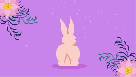 cute rabbit and flowers garden animation