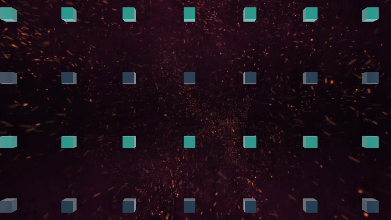 Animation of cubes over sparkles on black background