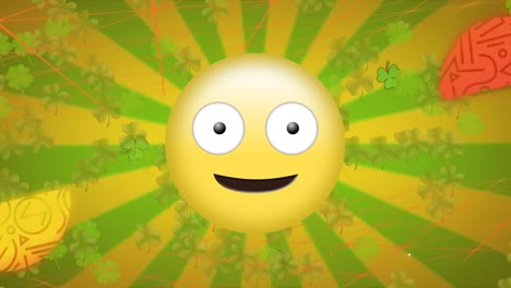 Animation-Des-Frechen-Emoji-Symbols-über-Streifenmuster-Hintergrund