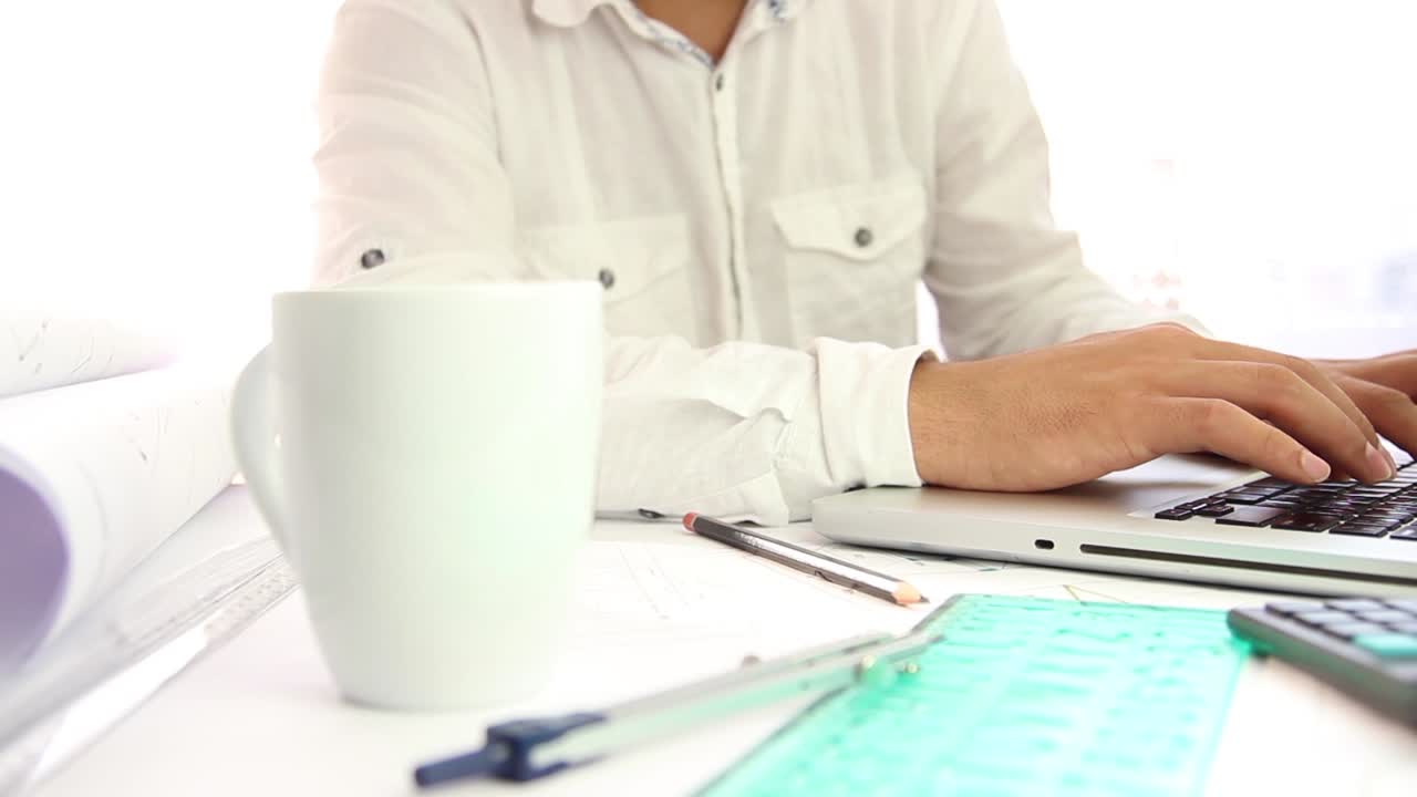 Architect Mans Working Project With Computer