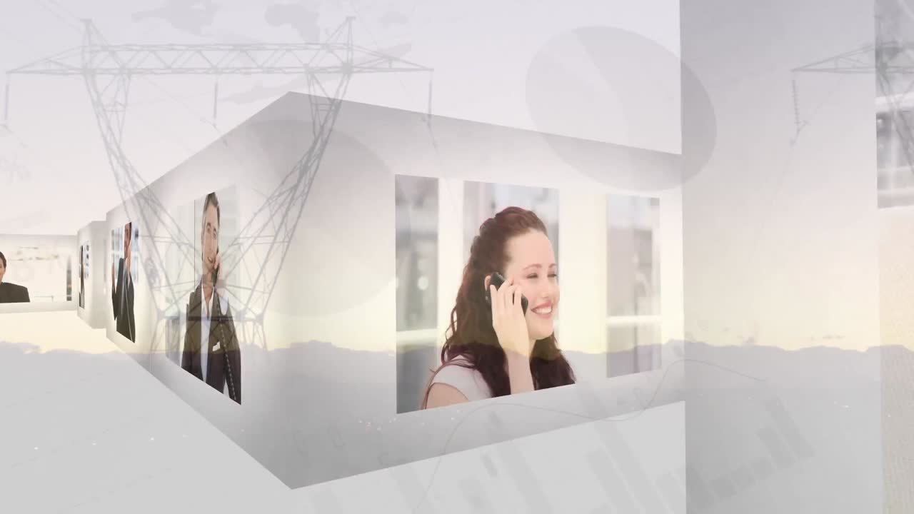 animación del procesamiento de datos sobre diversas personas de negocios en la oficina