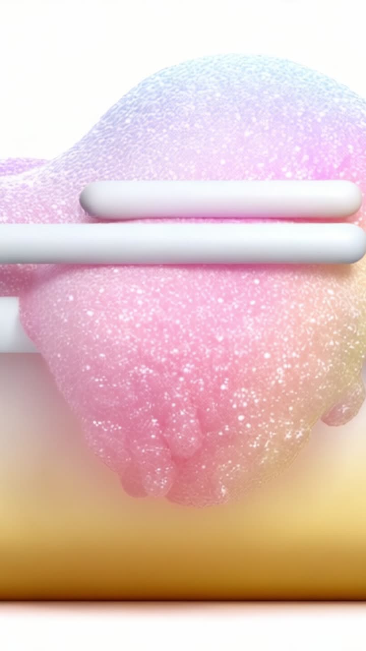 A vibrant display of colorful, iridescent bubbles cascading down a smooth surface, showcasing a mesmerizing blend of pastel hues and sparkling textures