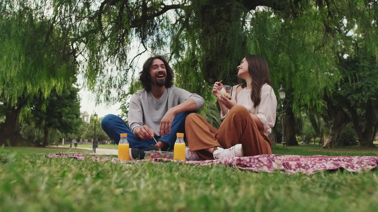 Coppie che godono di un picnic nel parco