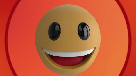 animation of a smiling emojie on orange circles in the background