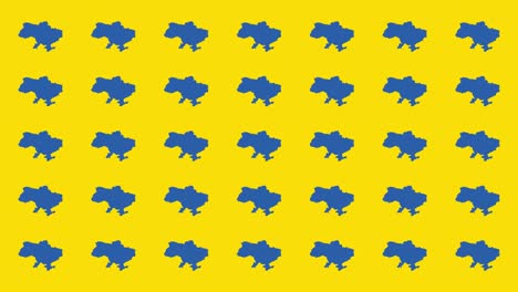 blue ukraine country map animated pattern on a yellow  background. simple politic motion graphic seamless loop background