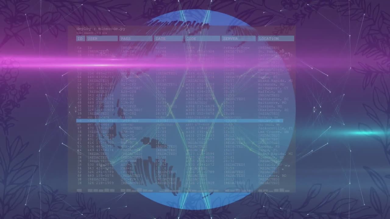 animación del procesamiento de datos en todo el mundo