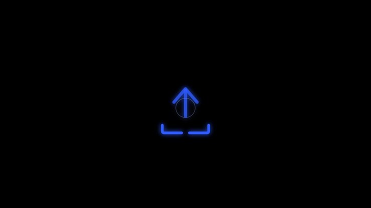 Animated Blue Upload Icon on Black Background