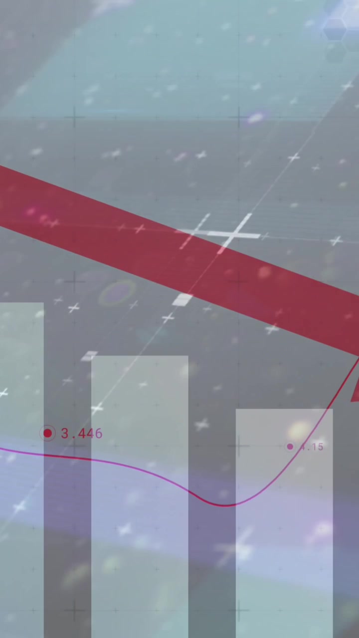 Animation of glitch over arrow and graph on grey background