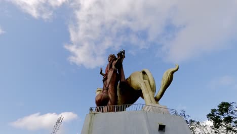 giant statue of hindu goddess durga on a lion