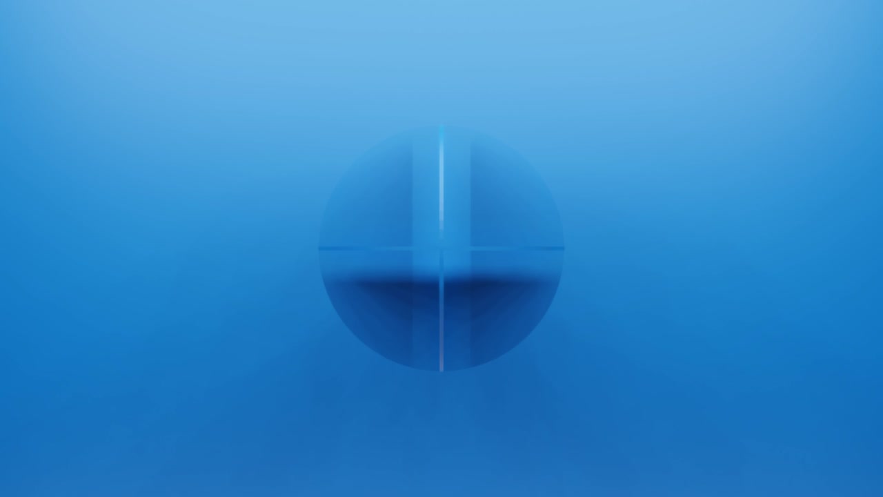 Abstract blue round geometric shape rotates in random direction. 3d rendering simple seamless loop animated background