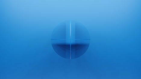 abstract blue round geometric shape rotates in random direction. 3d rendering simple seamless loop animated background