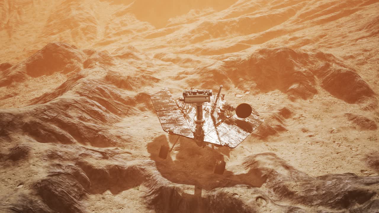 火星探査機オポチュニティが赤い惑星の表面を探査。