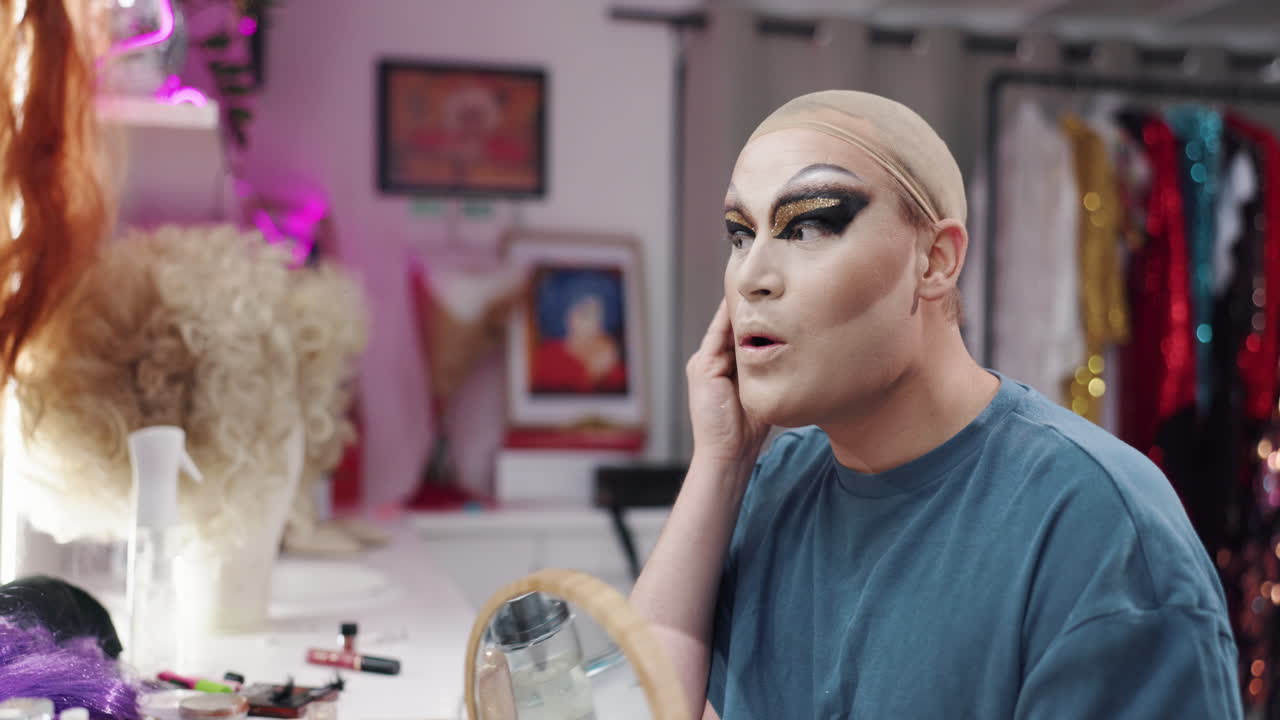 Drag Queen Applying Makeup