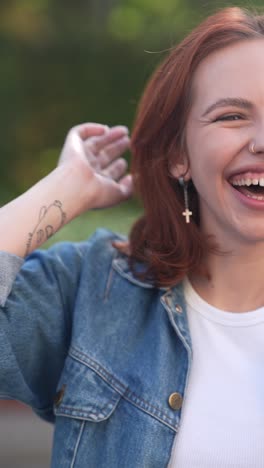 woman wearing a denim jacket