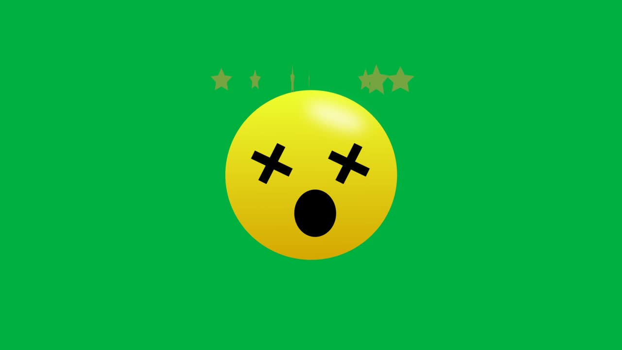 Dead and bad day emoji seamless loop expression animation isolated on green screen.