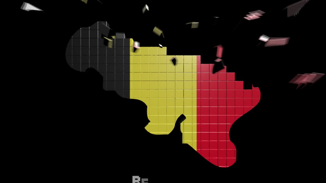 벨기에 지도는 지역별로 소개됩니다. 4k 애니메이션 벨기에 지도 소개 배경에는 국가가 하나씩 나타나고 사라지고 카메라 움직임이 있습니다.