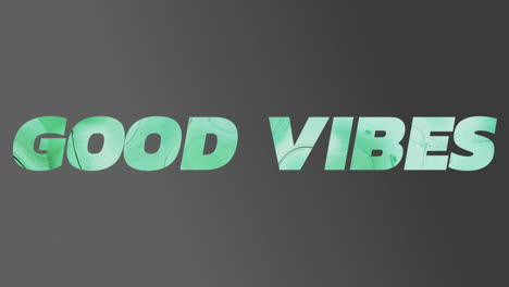 animación de texto de buenas vibraciones sobre fondo gris