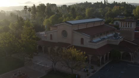 gorgeous golden hour drone of a beautiful church