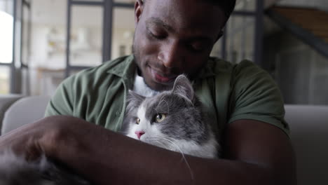 pet owner with his cat