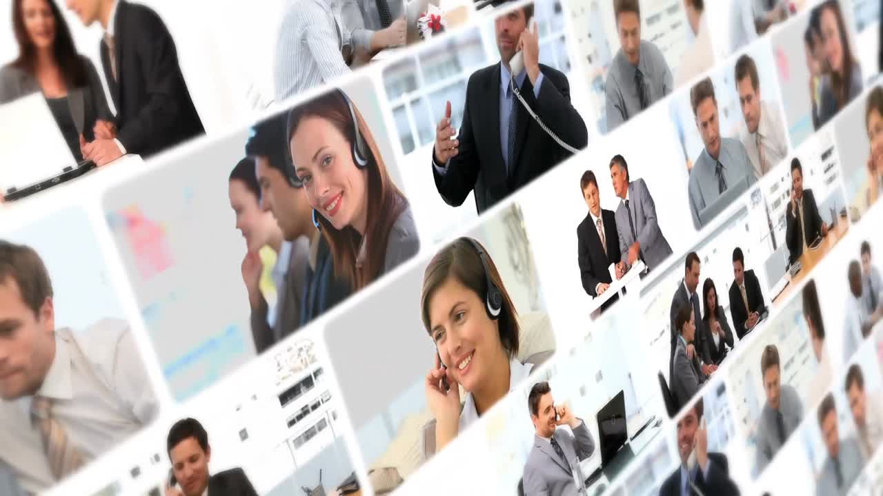 Montagem de profissionais trabalhando