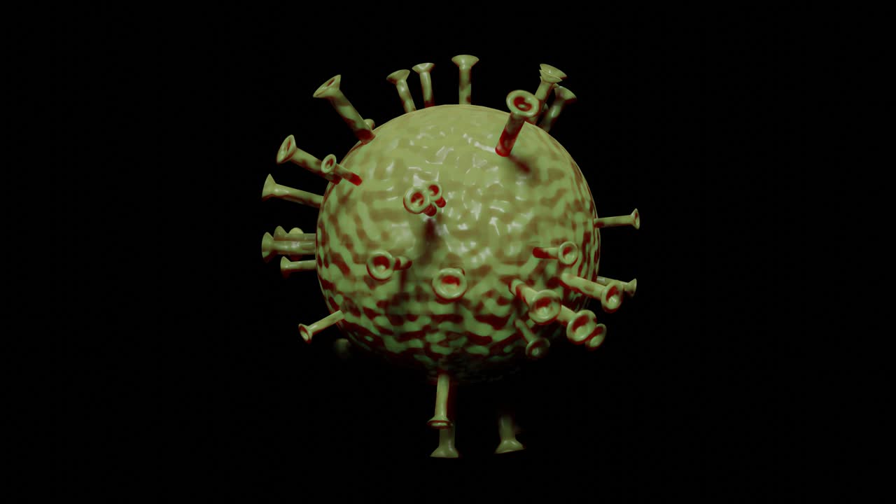 partícula de coronavirus animada 3d aislada sobre fondo negro primer plano
