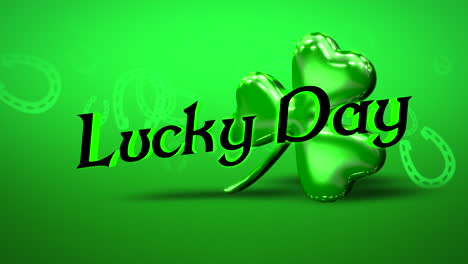 lucky day with national irish shamrocks on green gradient