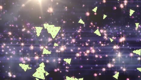 Animation-Von-Weihnachtsbäumen-Und-Leuchtenden-Sternen-Auf-Dunklem-Hintergrund