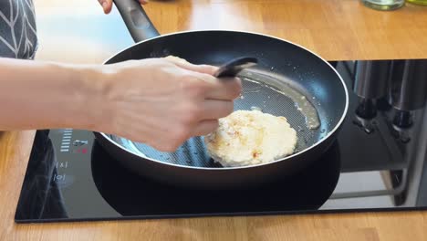 frying homemade patties