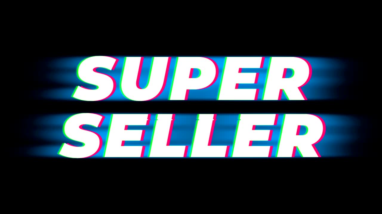 Super Seller Text Vintage Glitch Effect Promotion.