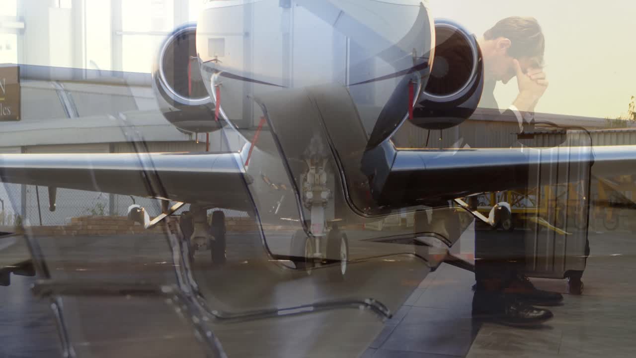 анимация простого в воздухе ангара над терминалом аэропорта