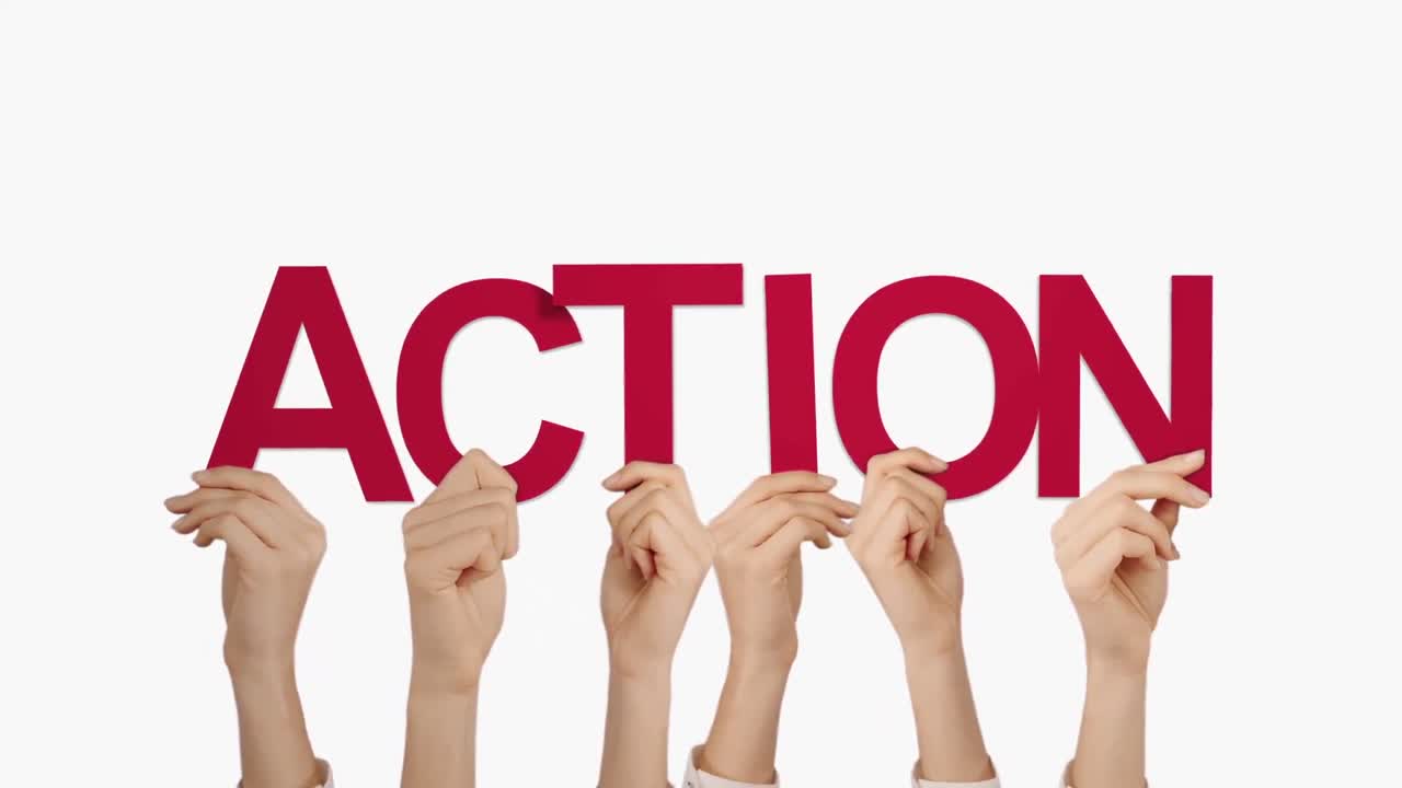 Hands holding up action