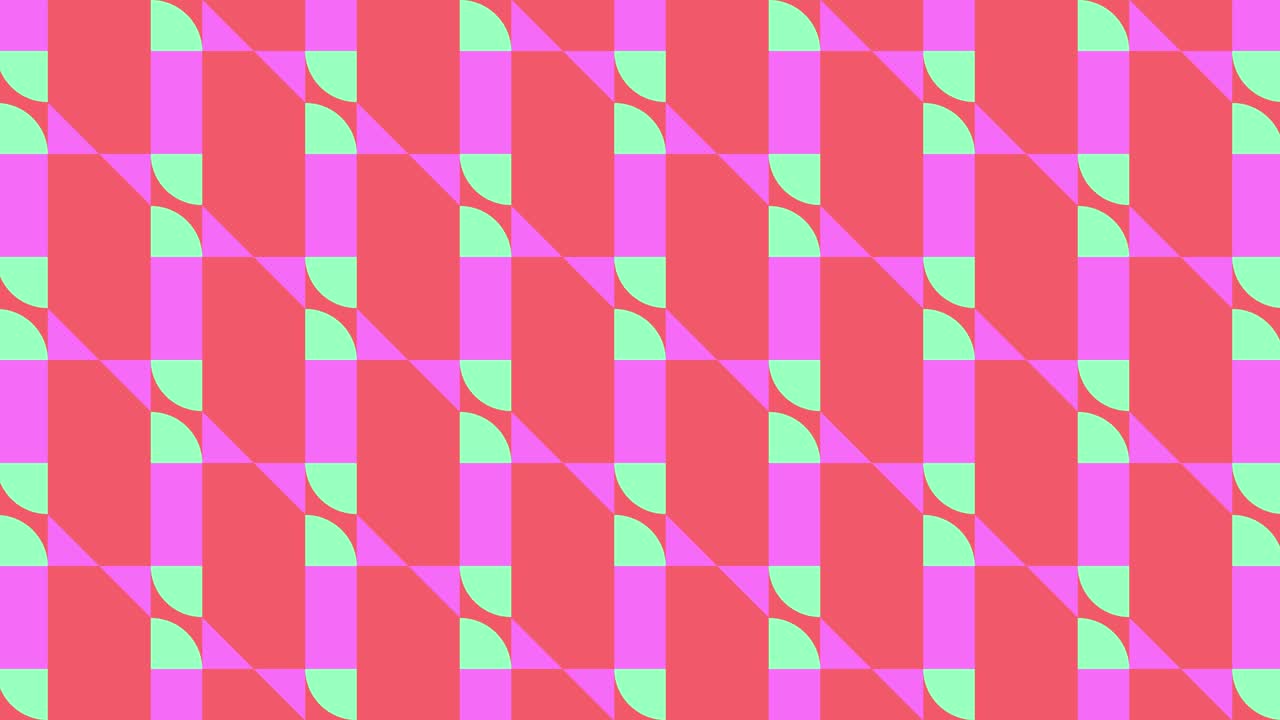 2d 타일 다채로운 애니메이션 기하학 패턴 시각 효과 모션 그래픽 레트로 환상 모양 대칭 그래픽 배경 분홍색 파란색