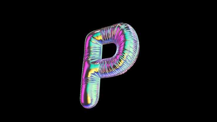 Lettera P di Palloncino Olografico Rotante