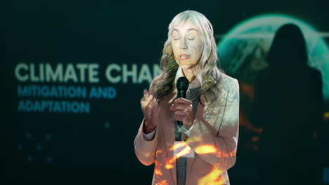 woman giving presentation on climate change