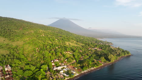 Traditional-Indonesian-coastal-location,-nature,-buildings,-scene,-aerial