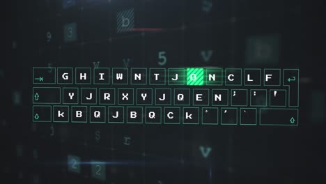 Animation-Der-Datenverarbeitung-Und-Tastatur-Auf-Schwarzem-Hintergrund