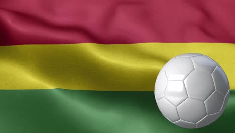 flag of bolivia and soccer ball - bolivia flag high detail - national flag bolivia wave pattern loopable elements - fabric texture and endless loop - soccer ball and flag