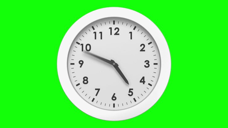 Clock ticking on green background