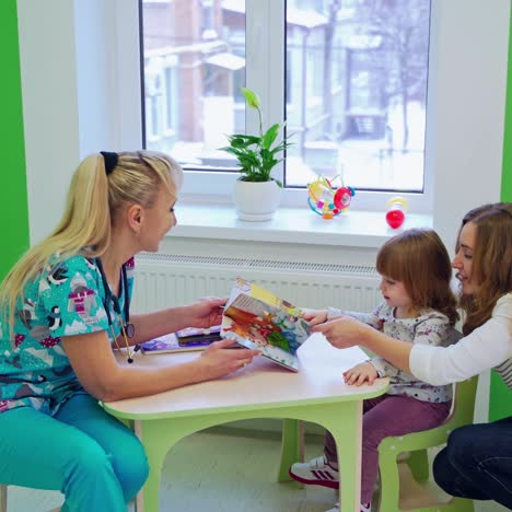 little girl at pediatrician office