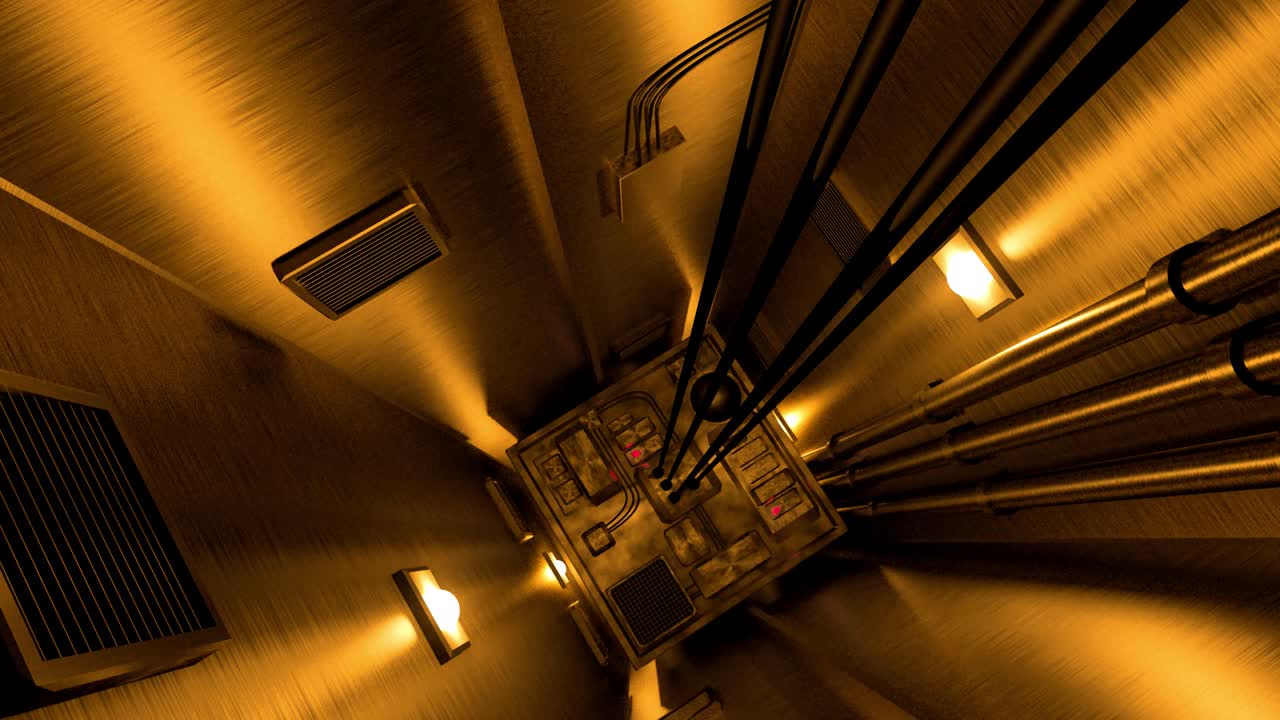 Elevator shaft lift shaft bunker vault safe nuclear machinery 4k
