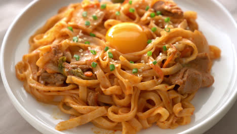 stir-fried-udon-noodles-with-kimchi-and-pork---Korean-food-style