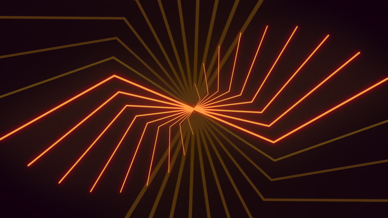 linee di neon gialle psichedeliche e illusorie su gradiente nero