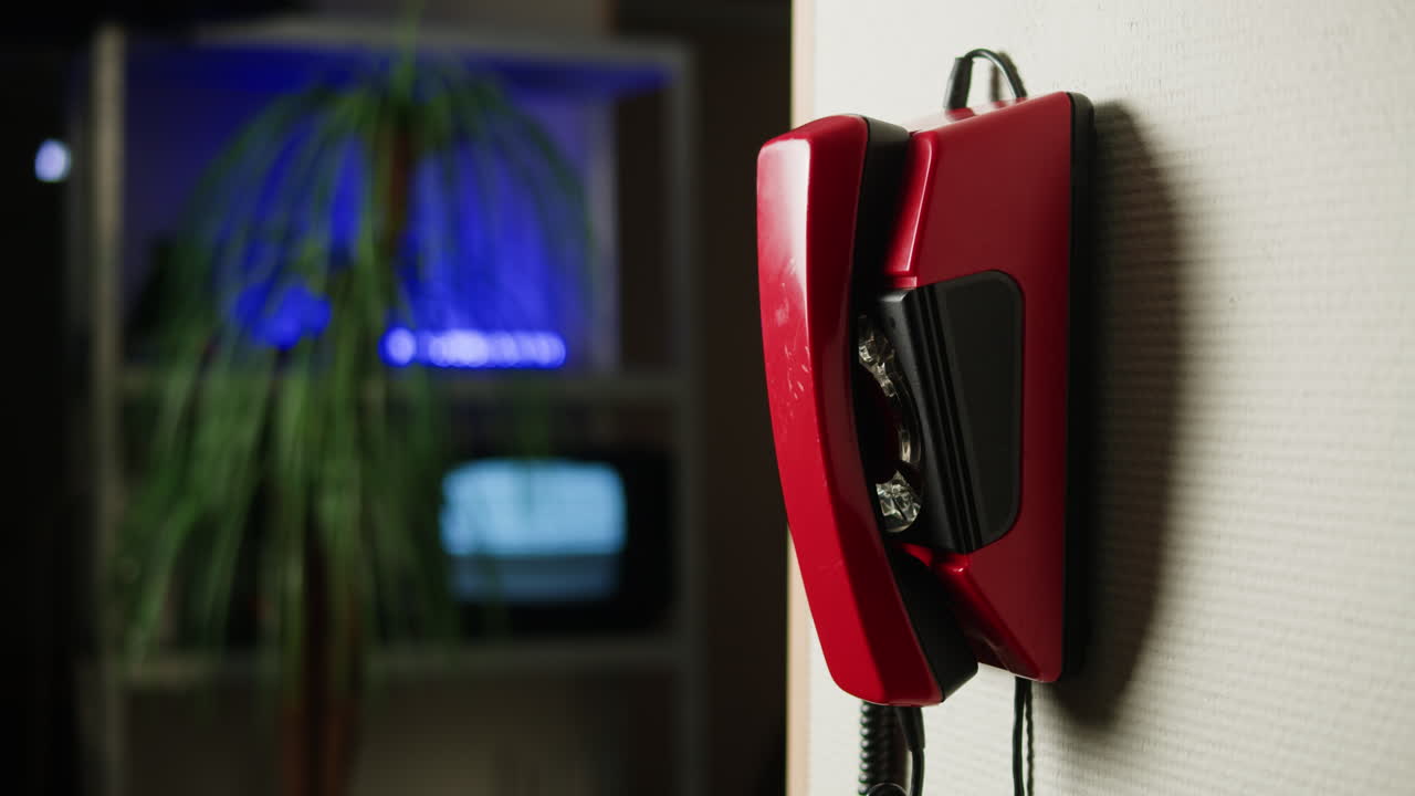 Retro vintage phone, A yellow rotary telephone is displayed on a wooden desk, adding a nostalgic touch