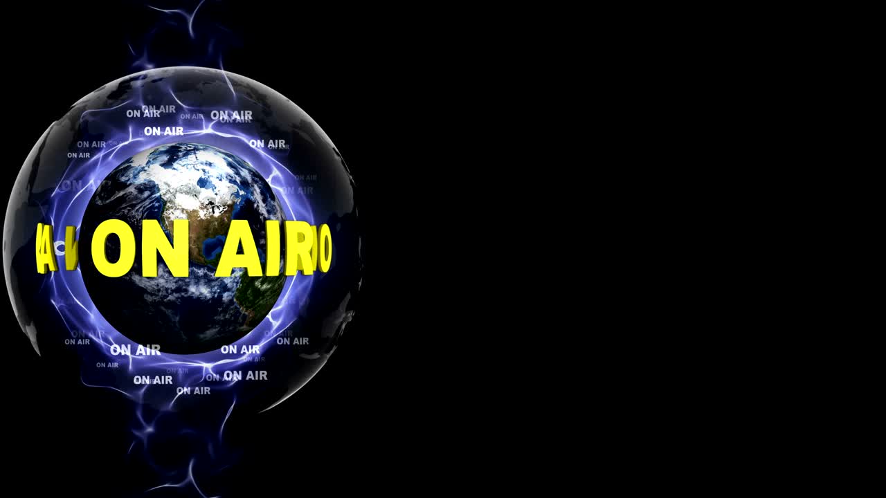 en la animación de texto en el aire alrededor de la tierra, renderización, fondo, bucle