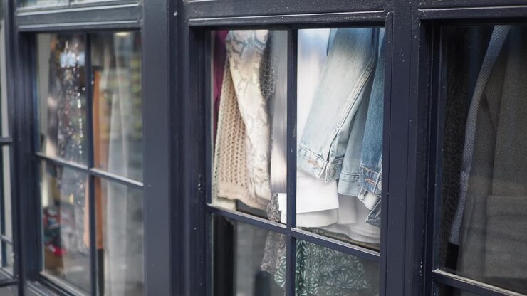 Clothing display in a shop window