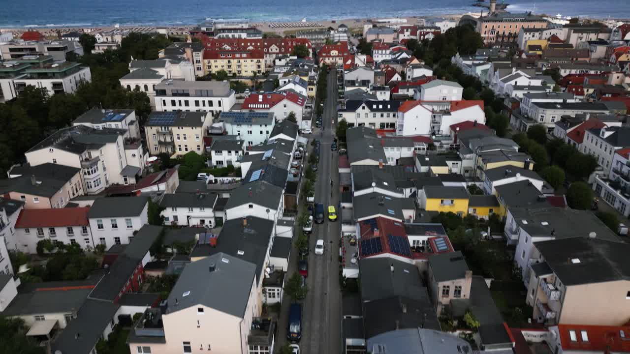 해안가에 있는 집들, 해변 전망, 도시, 발트해, warnemünde, 드론