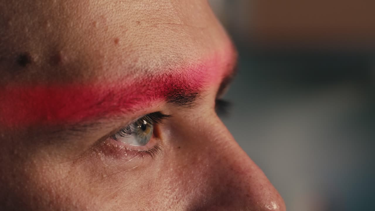 Iris eye scan on boarder control in airport terminal, boarding scanning, documents signing by iris eye scan, person verification.